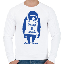 PRINTFASHION Keep it real - Banksy graffiti - Férfi pulóver - Fehér férfi pulóver, kardigán