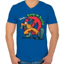 PRINTFASHION keep on bustin.. - Férfi V-nyakú póló - Királykék férfi póló