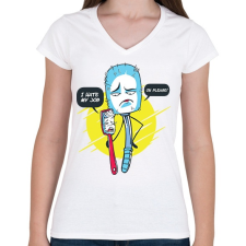 PRINTFASHION Kefék - Női V-nyakú póló - Fehér női póló