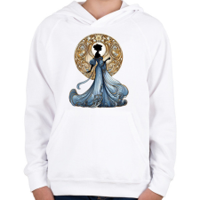PRINTFASHION Kék-arany hölgy - Gyerek kapucnis pulóver - Fehér gyerek pulóver, kardigán