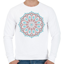 PRINTFASHION Kék-barna mandala - Férfi pulóver - Fehér férfi pulóver, kardigán
