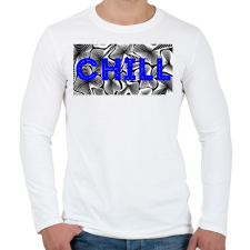PRINTFASHION Kék CHILL - Férfi hosszú ujjú póló - Fehér férfi póló