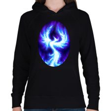 PRINTFASHION Kék Főnix - Női kapucnis pulóver - Fekete női pulóver, kardigán