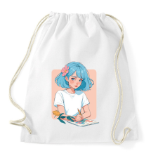 PRINTFASHION Kék hajú lány - Sportzsák, Tornazsák - Fehér tornazsák