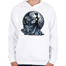 PRINTFASHION Kék lady - Gyerek kapucnis pulóver - Fehér