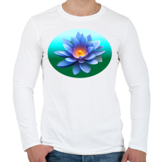 PRINTFASHION Kék lótusz - Férfi hosszú ujjú póló - Fehér