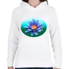 PRINTFASHION Kék lótusz - Női kapucnis pulóver - Fehér női pulóver, kardigán