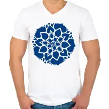 PRINTFASHION Kék mandala - Férfi V-nyakú póló - Fehér férfi póló