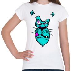 PRINTFASHION Kék oroszlán - Női póló - Fehér