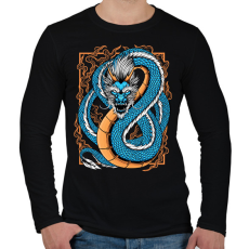 PRINTFASHION Kék sárkány  - Férfi hosszú ujjú póló - Fekete