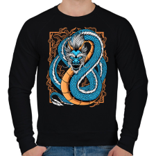 PRINTFASHION Kék sárkány  - Férfi pulóver - Fekete férfi pulóver, kardigán