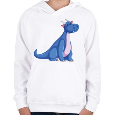 PRINTFASHION Kék sárkány - Gyerek kapucnis pulóver - Fehér