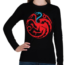 PRINTFASHION Kék sárkány - Női hosszú ujjú póló - Fekete női póló