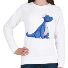 PRINTFASHION Kék sárkány - Női pulóver - Fehér női pulóver, kardigán