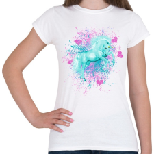 PRINTFASHION kék unikornis - Női póló - Fehér női póló