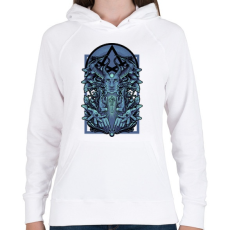 PRINTFASHION Kék vászon - Női kapucnis pulóver - Fehér