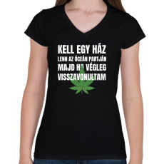 PRINTFASHION Kell egy ház lenn az óceán partján 3 - Női V-nyakú póló - Fekete