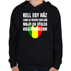 PRINTFASHION Kell egy ház lenn az óceán partján 4 - Gyerek kapucnis pulóver - Fekete