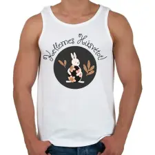 PRINTFASHION Kellemes Húsvétot - Aranyozott nyúllal - Férfi atléta - Fehér atléta, trikó