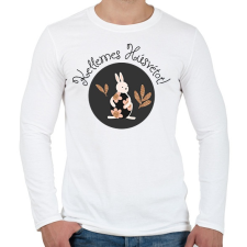 PRINTFASHION Kellemes Húsvétot - Aranyozott nyúllal - Férfi hosszú ujjú póló - Fehér férfi póló