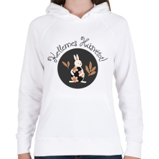 PRINTFASHION Kellemes Húsvétot - Aranyozott nyúllal - Női kapucnis pulóver - Fehér