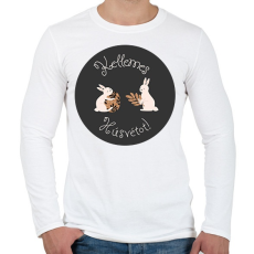 PRINTFASHION Kellemes Húsvétot - Aranyozott nyuszikkal - Férfi hosszú ujjú póló - Fehér
