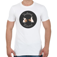 PRINTFASHION Kellemes Húsvétot - Aranyozott nyuszikkal - Férfi póló - Fehér