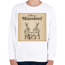 PRINTFASHION Kellemes Húsvétot - Úri nyulak - Gyerek pulóver - Fehér