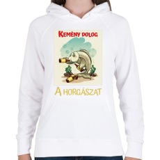 PRINTFASHION Kemény dolog a horgászat - Női kapucnis pulóver - Fehér