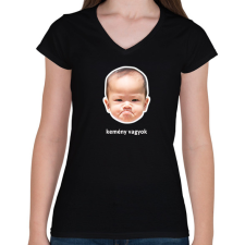 PRINTFASHION kemény vagyok 2 - Női V-nyakú póló - Fekete női póló