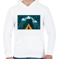 PRINTFASHION Kempingezés - Férfi kapucnis pulóver - Fehér