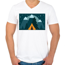 PRINTFASHION Kempingezés - Férfi V-nyakú póló - Fehér férfi póló