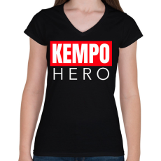 PRINTFASHION KEMPO HERO - Női V-nyakú póló - Fekete