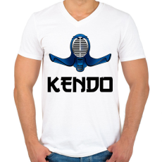 PRINTFASHION KENDO - Férfi V-nyakú póló - Fehér