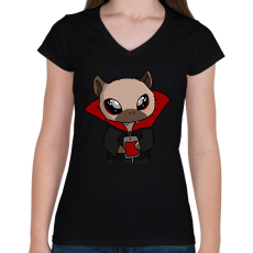 PRINTFASHION Kenny, a capybara vámpír jelmezben - Női V-nyakú póló - Fekete