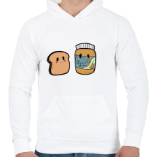 PRINTFASHION Kenyér és mogyoróvaj - Férfi kapucnis pulóver - Fehér férfi pulóver, kardigán