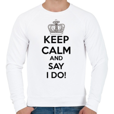 PRINTFASHION KEPP CALM AND SAY I DO.  - Férfi pulóver - Fehér férfi pulóver, kardigán