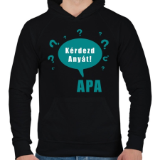 PRINTFASHION kérdezd anyát - Férfi kapucnis pulóver - Fekete férfi pulóver, kardigán