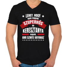 PRINTFASHION Keresztanya szuperhős - Férfi V-nyakú póló - Fekete férfi póló