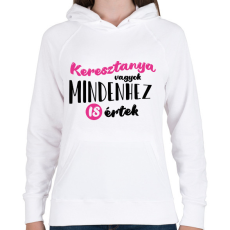 PRINTFASHION Keresztanya vagyok - fekete - Női kapucnis pulóver - Fehér