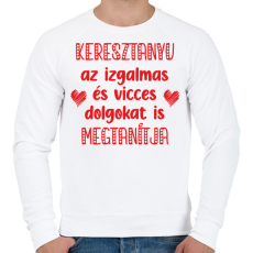 PRINTFASHION Keresztanyu megtanítja - Férfi pulóver - Fehér