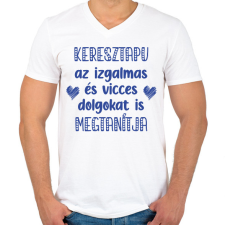 PRINTFASHION Keresztapu megtanítja - Férfi V-nyakú póló - Fehér férfi póló