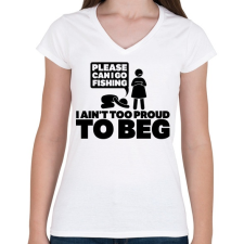 PRINTFASHION Kérlek, elmehetek pecázni...? - Női V-nyakú póló - Fehér női póló