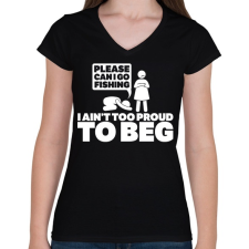 PRINTFASHION Kérlek, elmehetek pecázni...? - Női V-nyakú póló - Fekete női póló