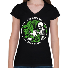 PRINTFASHION Kertész élet - Női V-nyakú póló - Fekete