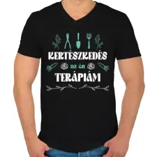 PRINTFASHION Kertészkedés a terápiám - Férfi V-nyakú póló - Fekete férfi póló