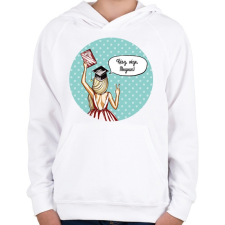 PRINTFASHION Kész, vége, megvan! - Gyerek kapucnis pulóver - Fehér gyerek pulóver, kardigán