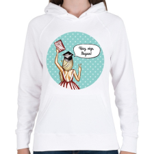 PRINTFASHION Kész, vége, megvan! - Női kapucnis pulóver - Fehér női pulóver, kardigán