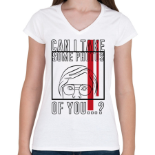 PRINTFASHION Készíthetek rólad pár fotót...? - Női V-nyakú póló - Fehér női póló