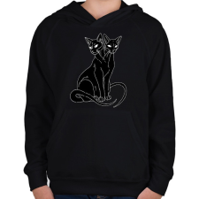 PRINTFASHION Két fejű cica - Gyerek kapucnis pulóver - Fekete gyerek pulóver, kardigán